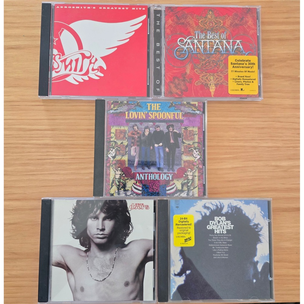 Classic Rock CD Lot Aerosmith Santana The Doors Bob Dylan Lovin Spoonful Hits